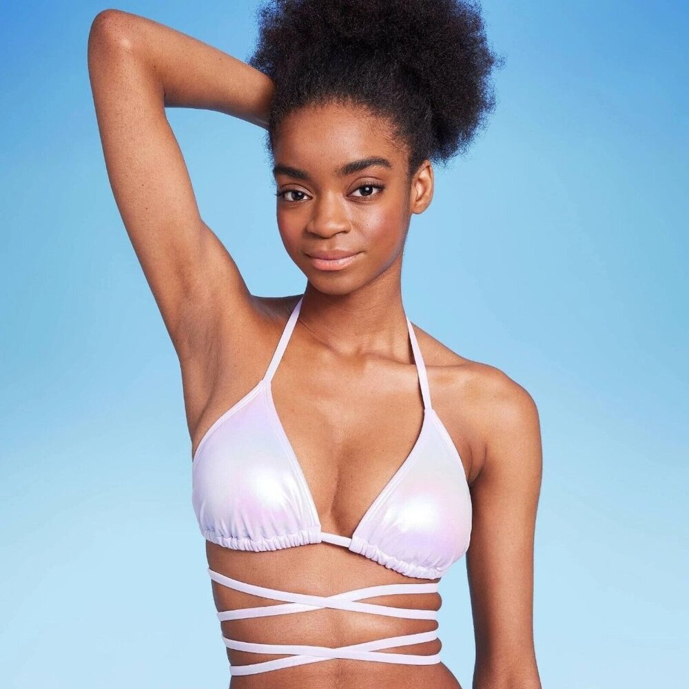 Wild Fable Iridescent Purple Extreme Wrap Triangle Bikini Swim Top